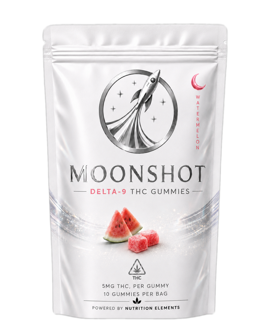 Moonshot Watermelon Delta-9 gummies pouch — front